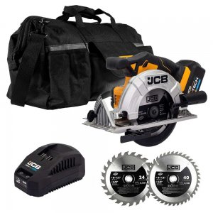 JCB 18V Cordless Circular Saw, 5Ah Battery, Fast charger, 20" Power Tool Kit Bag - 21-18CS-5X-PR